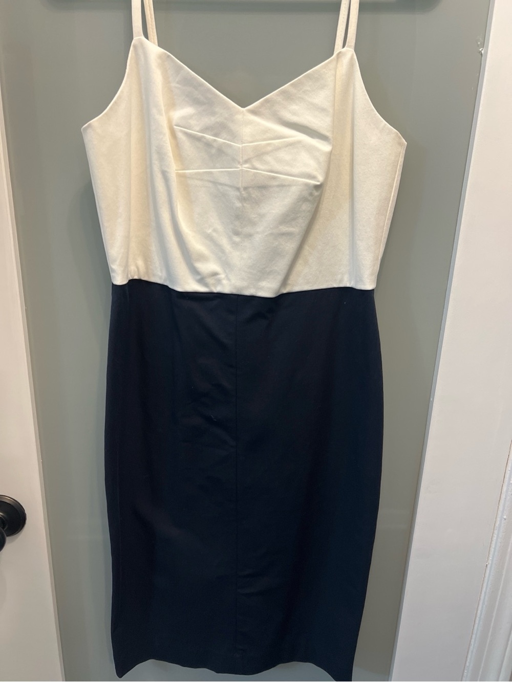Banana Republic Two-Tone Cream and Black Midi Sheath Dress